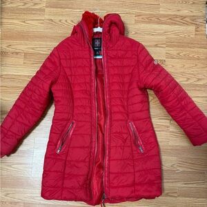 Swiss Tech Women's Cherry Red Puffer Coat